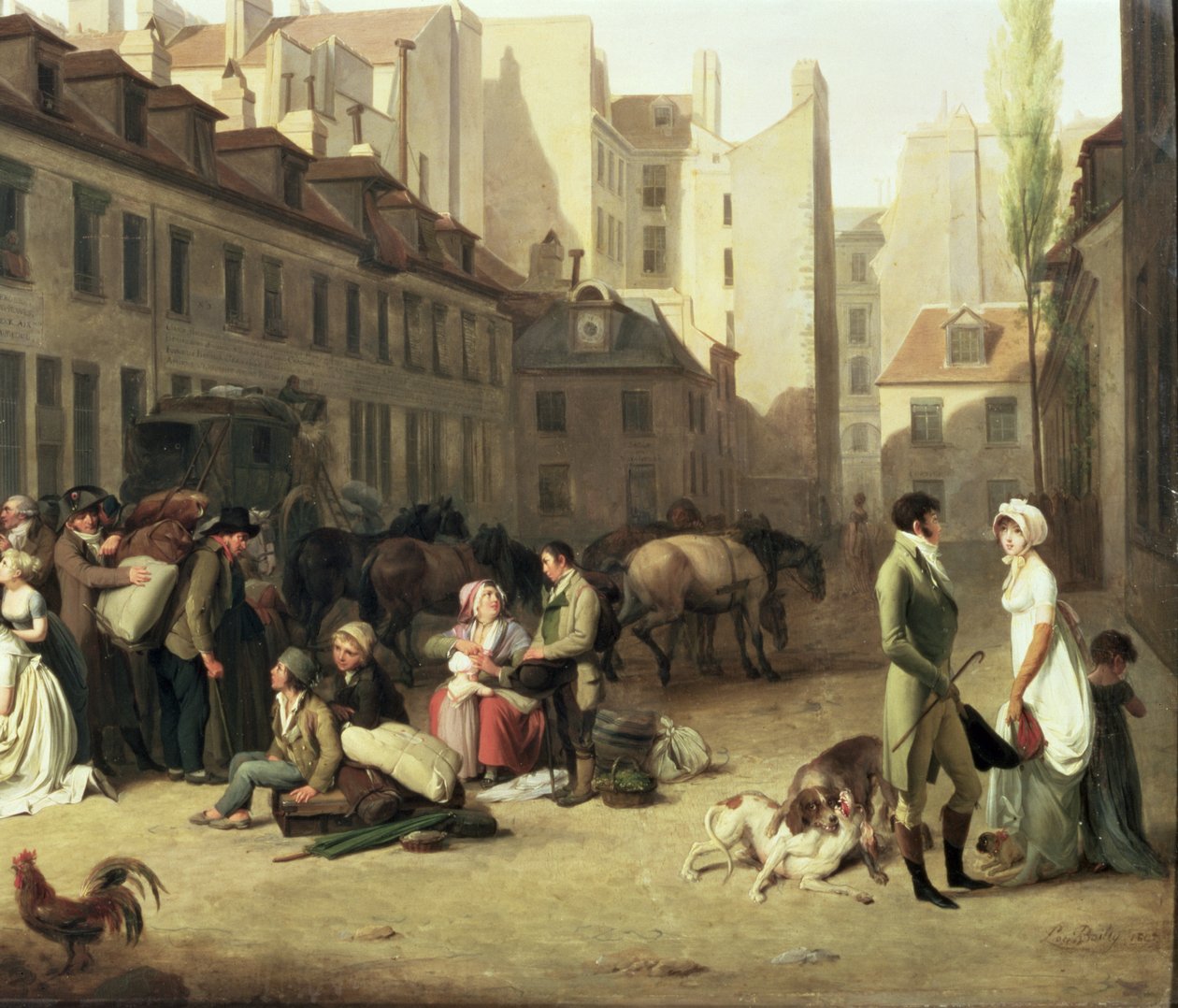 Przyjazd dyliżansu na Terminus, fragment niektórych pasażerów, 1804 olej na detalu panelu 82846 autorstwa Louis Leopold Boilly