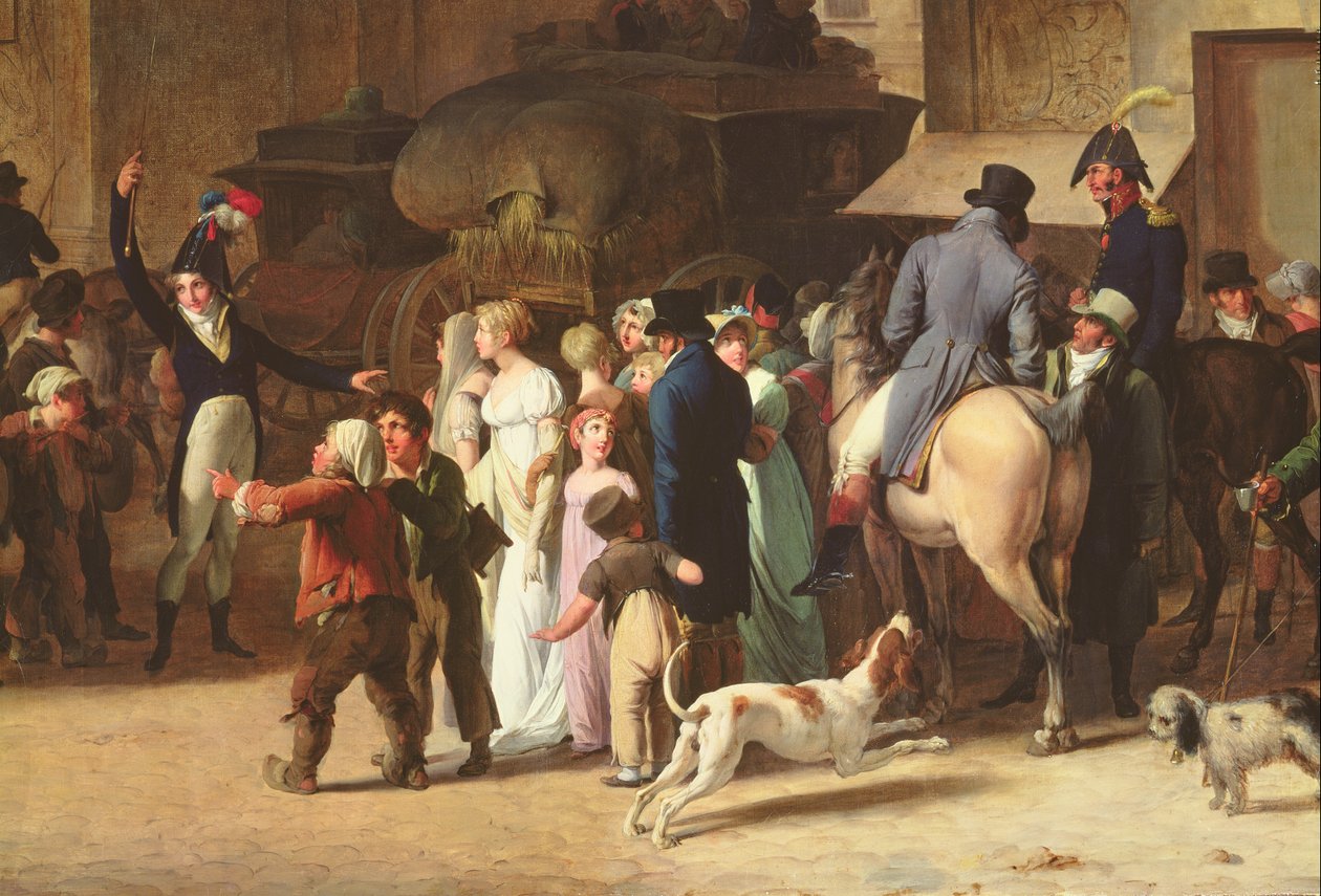 Poborowi z 1807 r. Przemarsz za bramą Saint-Denis, fragment widowni olej na płótnie autorstwa Louis Leopold Boilly