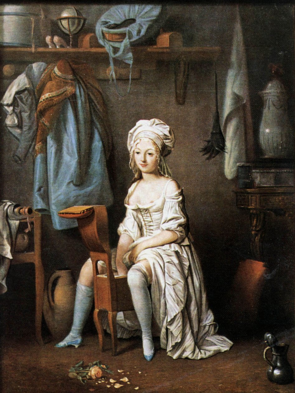 Poranne pranie: Kobieta na bidet, ok. 1790 autorstwa Louis Leopold Boilly