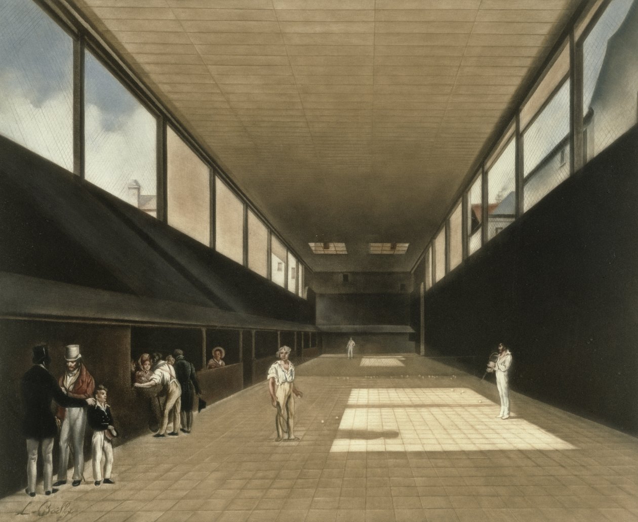 Kort tenisowy w Wersalu, grawerowany przez Lawrence Josset, wyd. 1976 autorstwa Louis Leopold Boilly