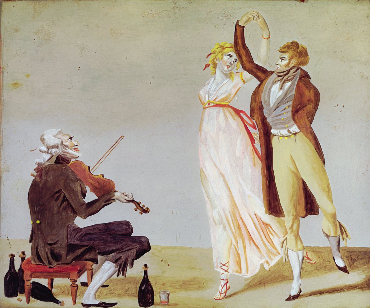 Merveilleuse i Incroyable ze skrzypkiem (olej na szkle) autorstwa Louis Leopold Boilly
