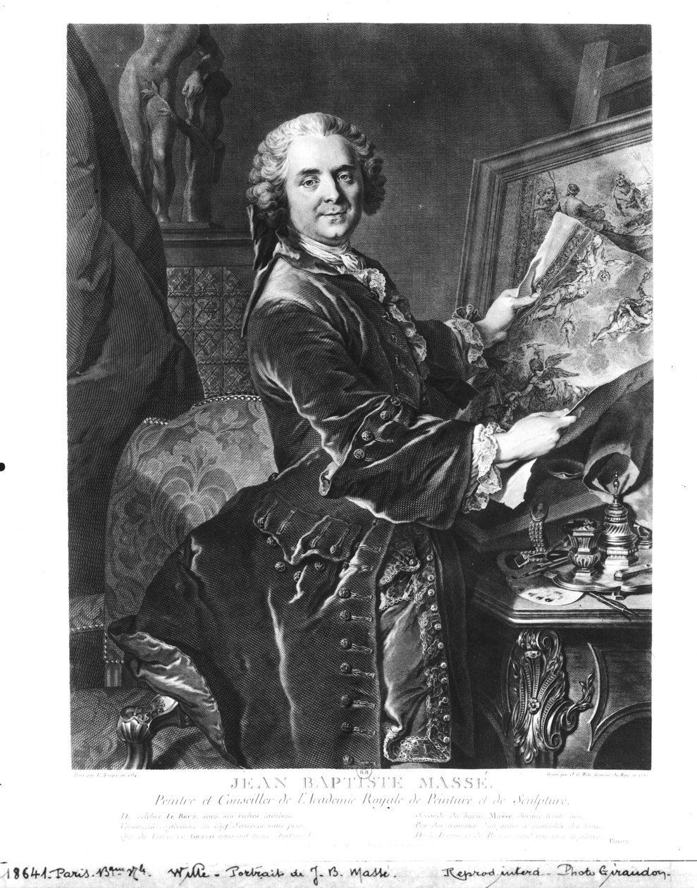 Jean Baptiste Masse (1687-1767) rytował Johan Georg Wille (1715-1808) 1755 autorstwa Louis Tocqué