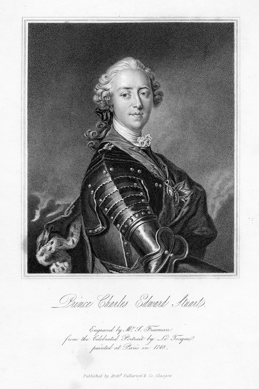 Książę Karol Edward Stuart, grafika wykonana przez S. Freemana, ok.1849 autorstwa Louis Tocqué