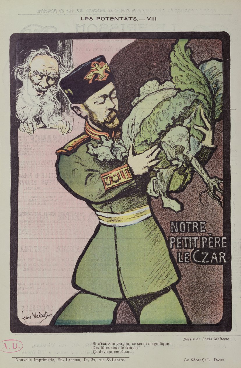 Car Mikołaj II i Tołstoj, 1902 r. autorstwa Louis Malteste