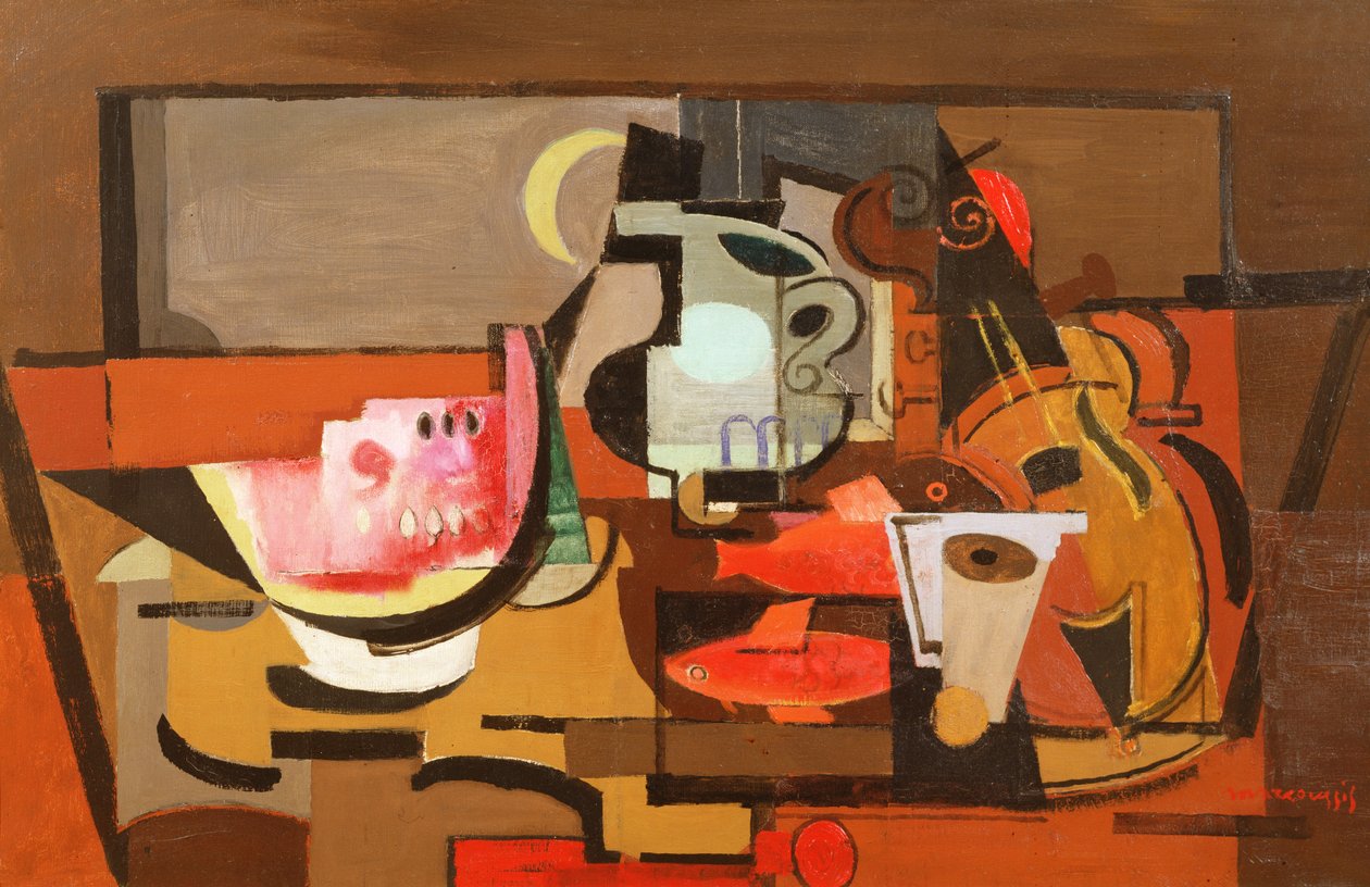 Martwa natura z kawałkiem arbuza, ok. 1929 autorstwa Louis Marcoussis