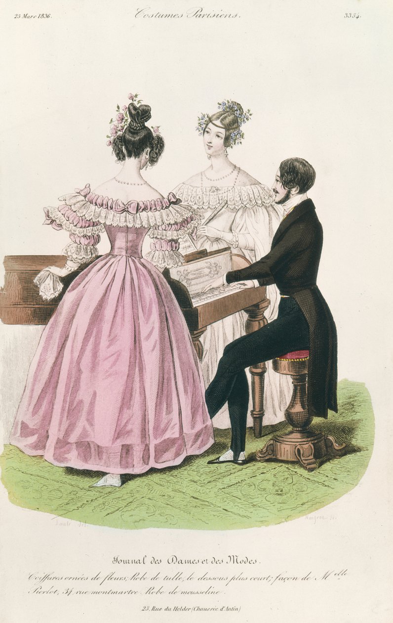 Talerz z modą z Journal des Dames et des Modes, 23 marca 1836 r. autorstwa Louis Marie Lante