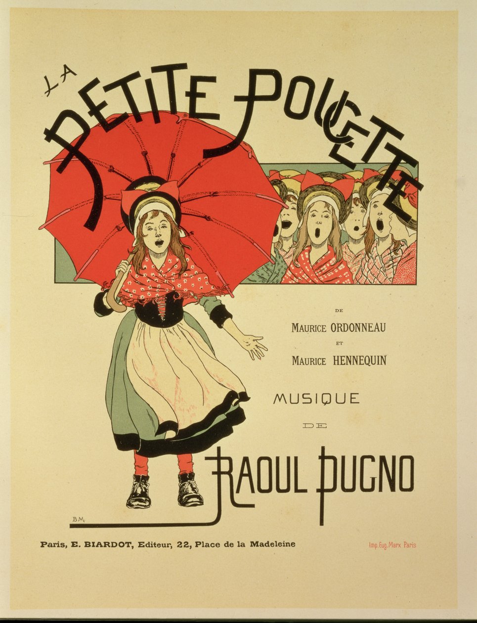 Reprodukcja plakatu reklamującego operetkę „La Petite Poucette”, 1891 autorstwa Louis Maurice Boutet de Monvel