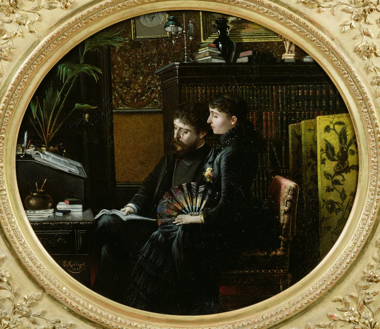 Alphonse Daudet (1840-97) i jego żona w swoim gabinecie, 1883 autorstwa Louis Montegut