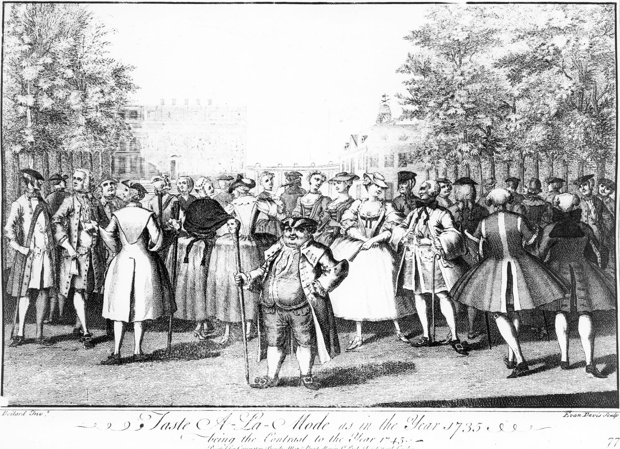 Posmakuj A-La-Mode jak w roku 1735 będącym kontrastem do roku 1745 autorstwa Louis Philippe Boitard