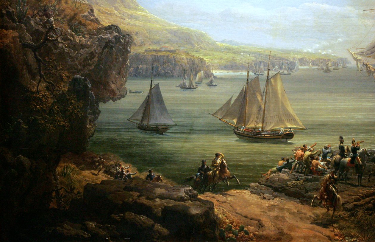 Walka Poursuivante z brytyjskim okrętem Hercules autorstwa Louis Philippe Crepin