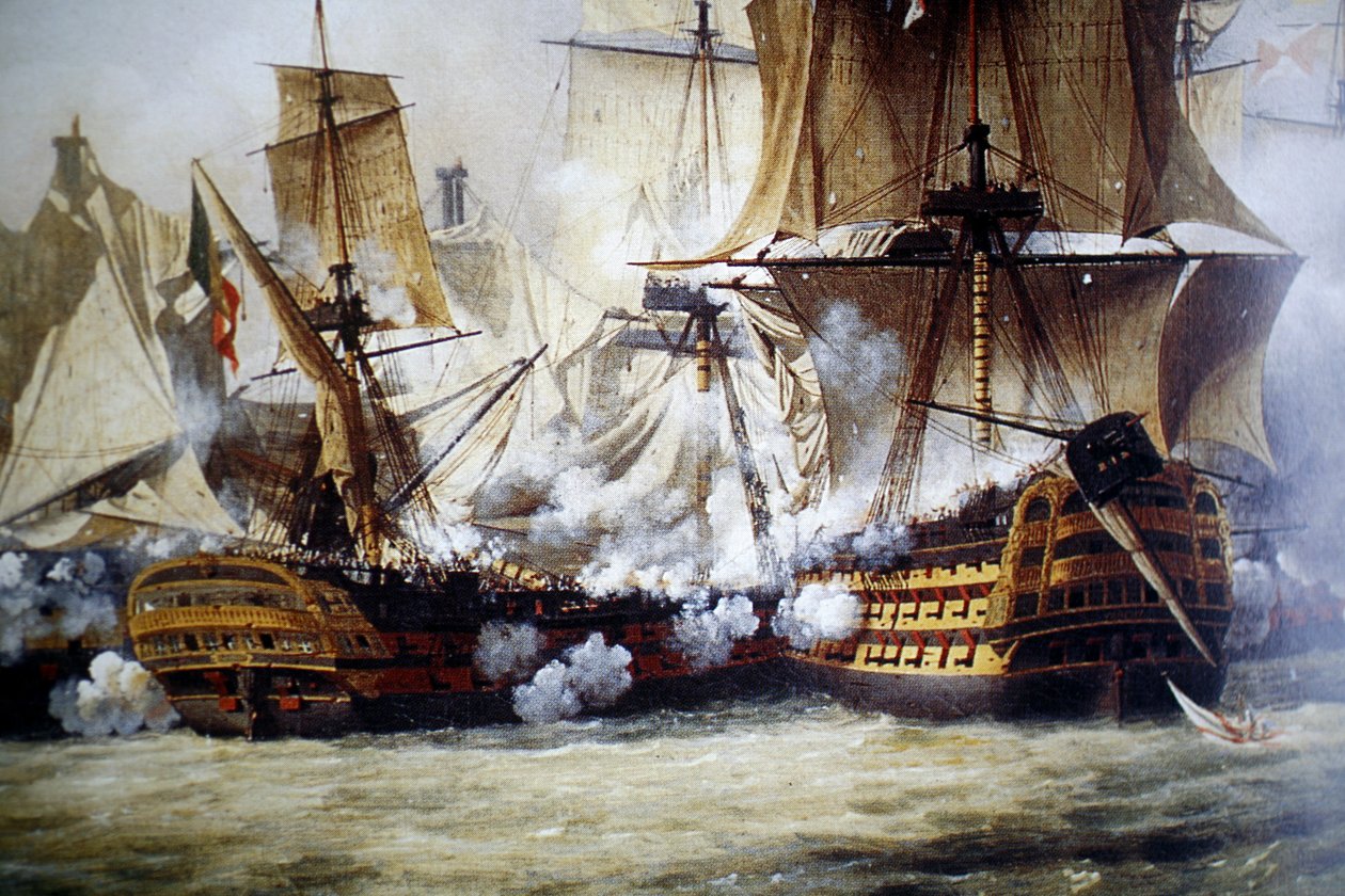 Scena bitwy pod Trafalgar autorstwa Louis Philippe Crepin