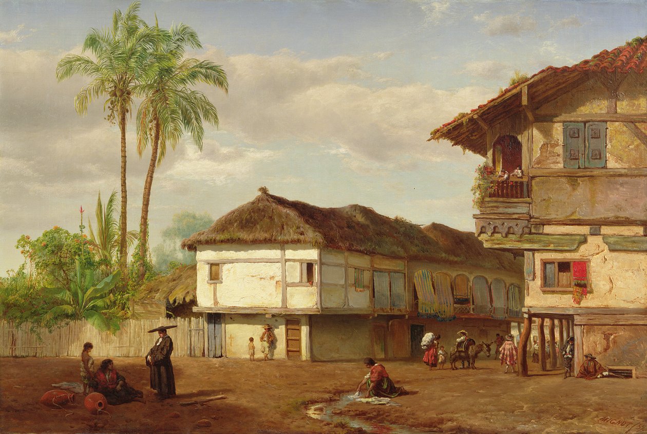 Widok ulicy Guayaquil, Ekwador, 1859 autorstwa Louis Rémy Mignot