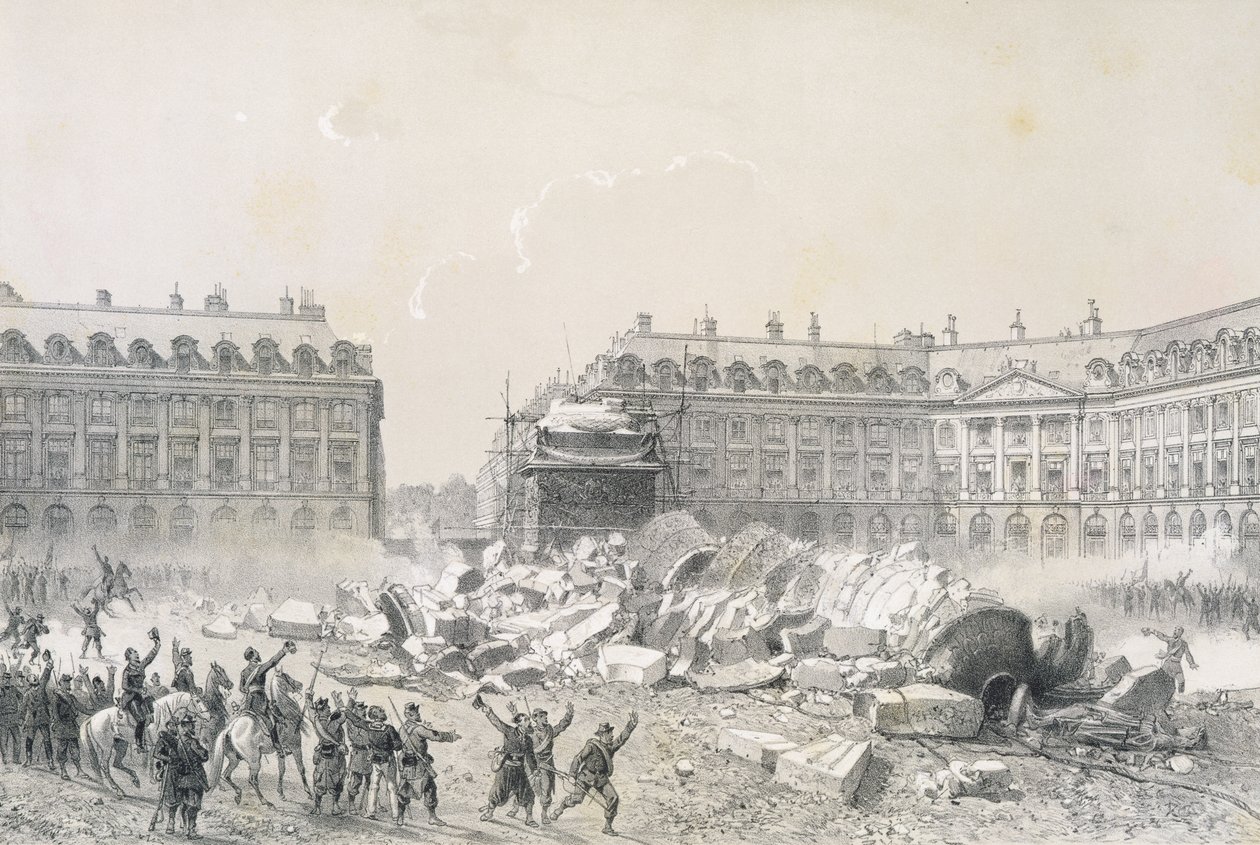Upadek kolumny Vendome podczas komuny autorstwa Louis Remy Sabatier