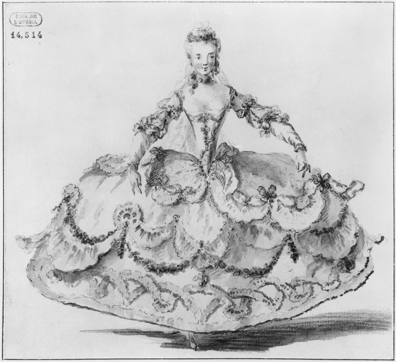 Miss Marie Salle (długopis i toaleta na papierze) autorstwa Louis Rene Boquet