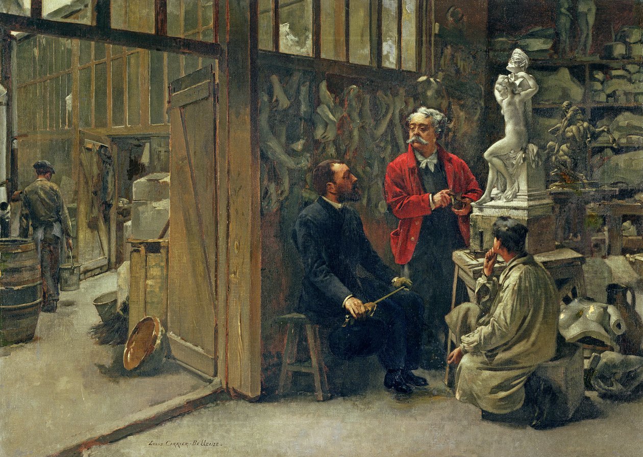 Pracownia Rzeźbiarzy, ok.1870 autorstwa Louis Robert Carrier Belleuse