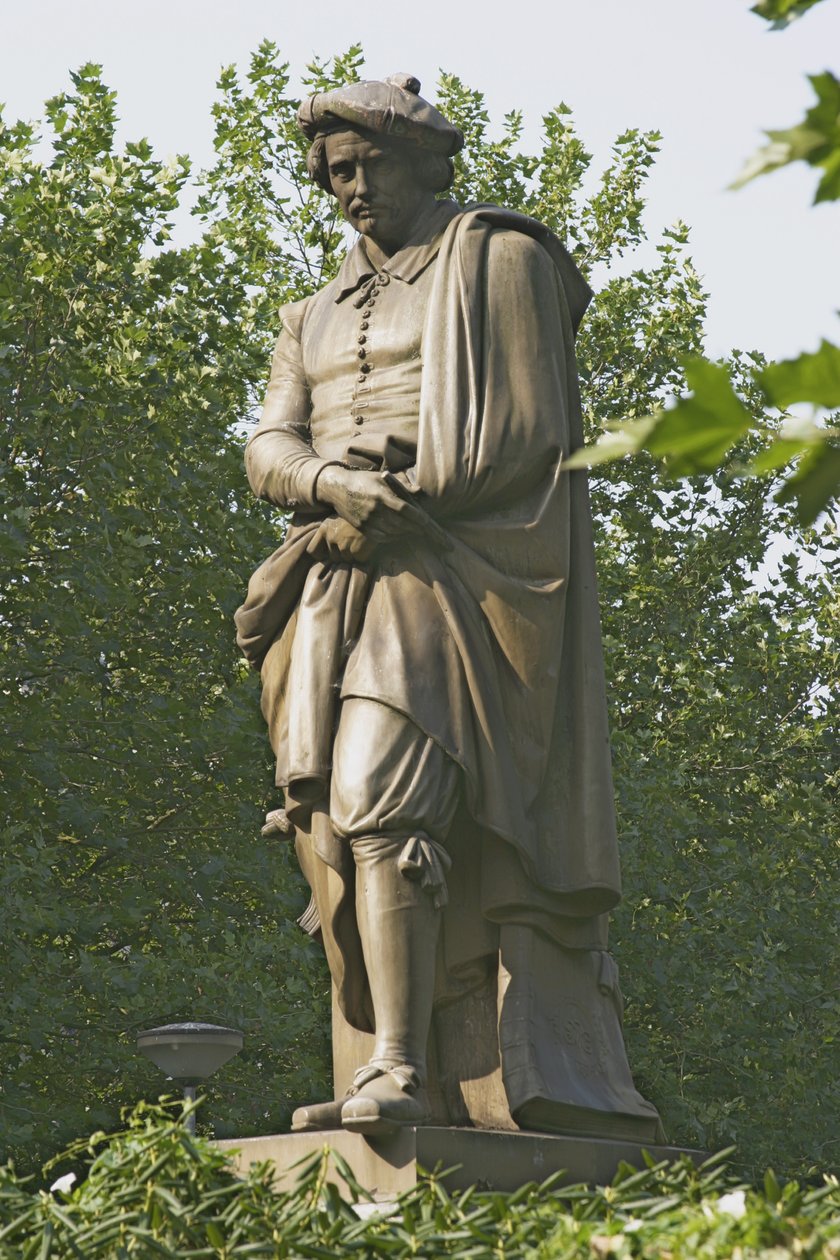Posąg Rembrandta Van Rijna (1606-69) 1852 (brąz) autorstwa Louis Royer