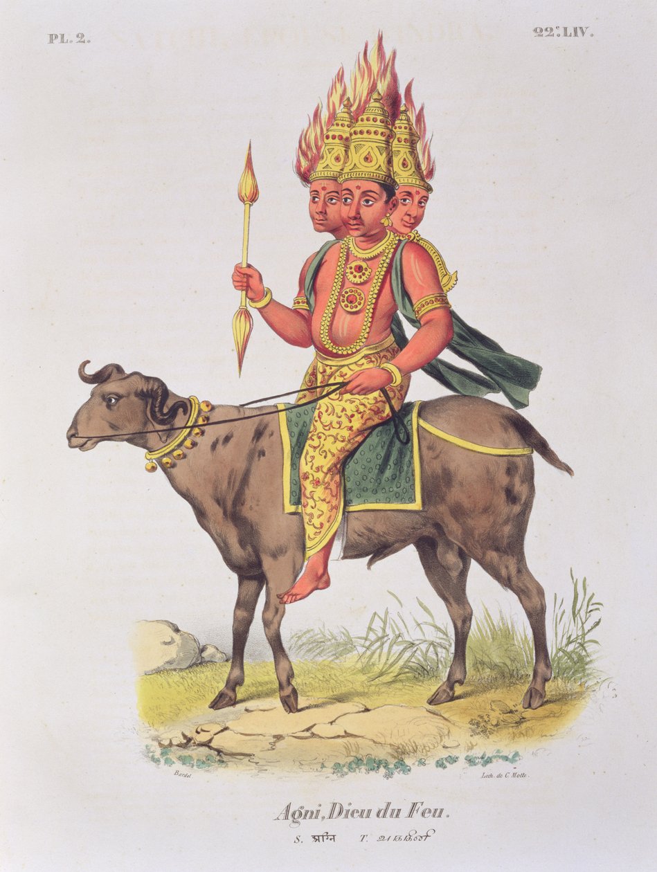Agni, Bóg Ognia, wyryte przez Charles Etienne Pierre (1785-1836) autorstwa Louis Thomas Bardel
