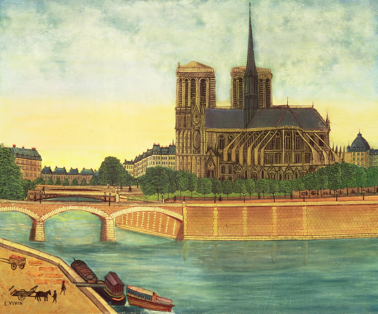 Notre-Dame (widok na absydę) ok. 1933 autorstwa Louis Vivin