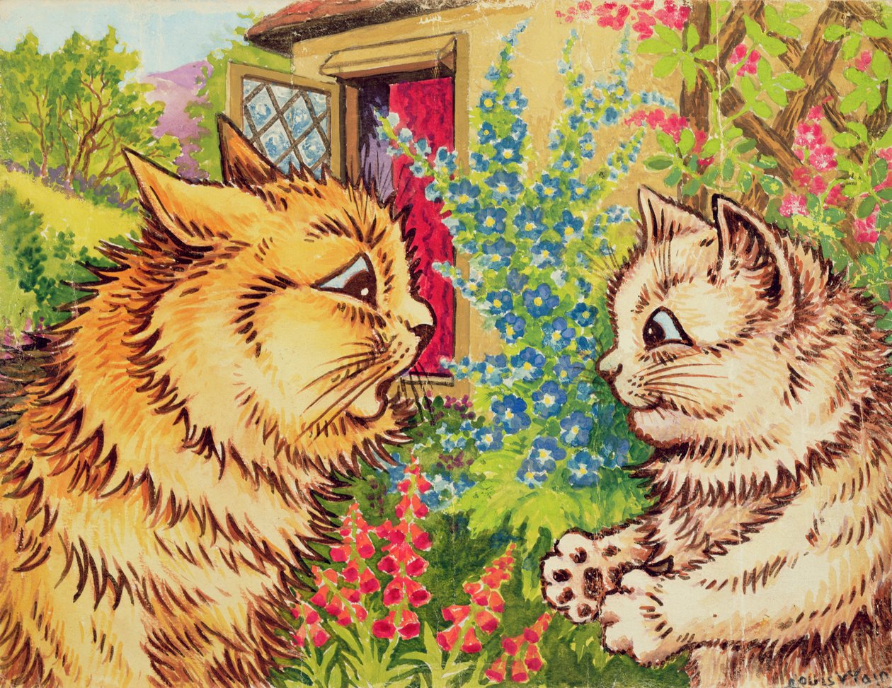 Koty w ogrodzie autorstwa Louis Wain