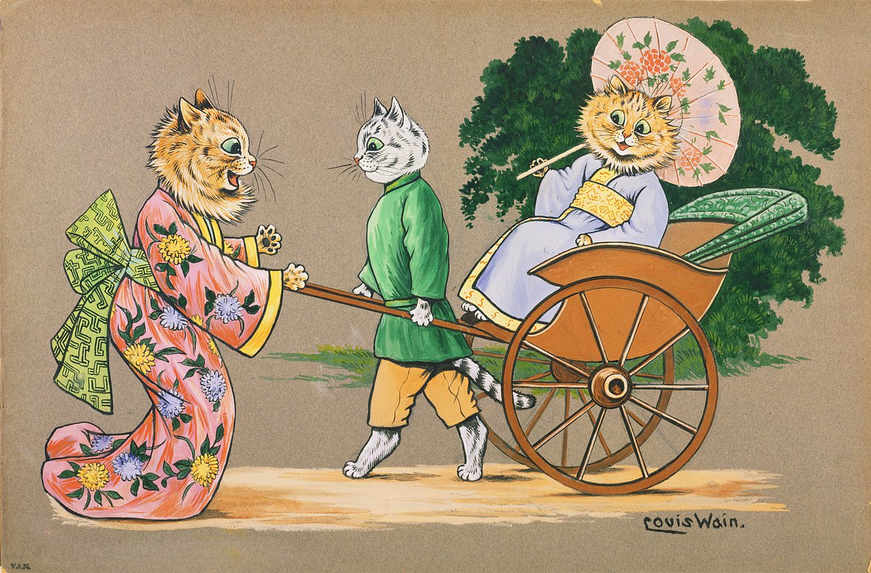 Miłość od pierwszego wejrzenia, ok. 1902-10 autorstwa Louis Wain
