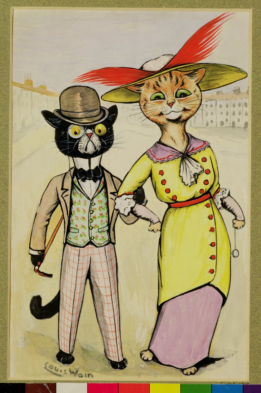 Współczesne Arry i Arriet, 1913 (gwasz) autorstwa Louis Wain
