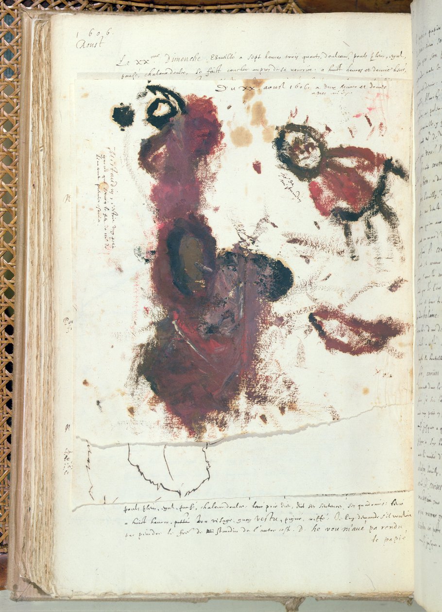 Doodle wykonane przez przyszłego króla Francji Ludwika XIII jako dziecko w wieku 4 lat 20 sierpnia 1606 r. (tusz na papierze) autorstwa Louis XIII