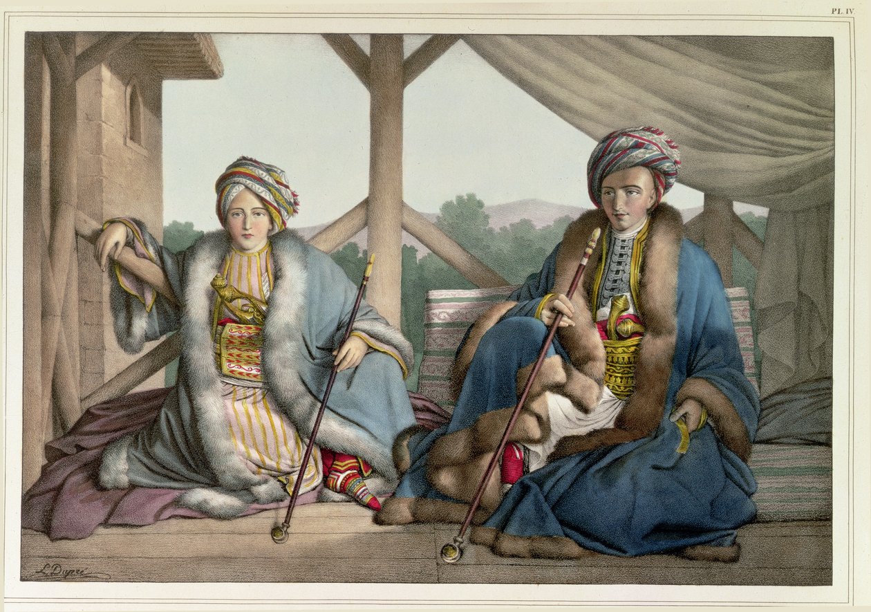 Podróż do Aten i Konstantynopola: Ismael, Bey i Mehemet, Pasza, c.1819 autorstwa Louis after Dupre