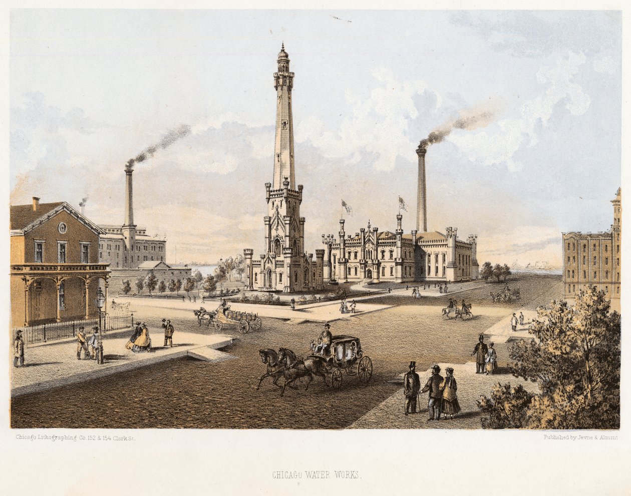 Zakłady wodociągowe w Chicago, 1867 autorstwa Louis Kurtz