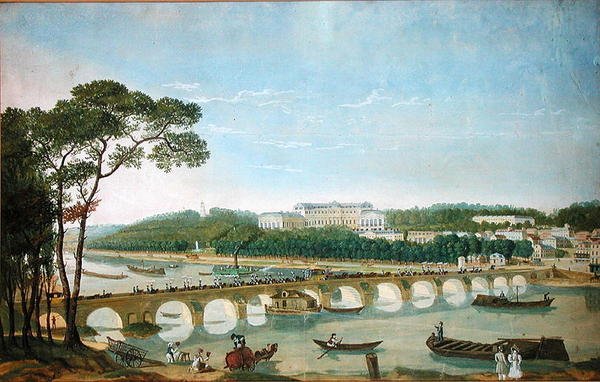 Wizyta króla i królowej Neapolu w Chateau de Saint-Cloud, maj 1830 (toaleta i gwasz na papierze) autorstwa Louis Ducis
