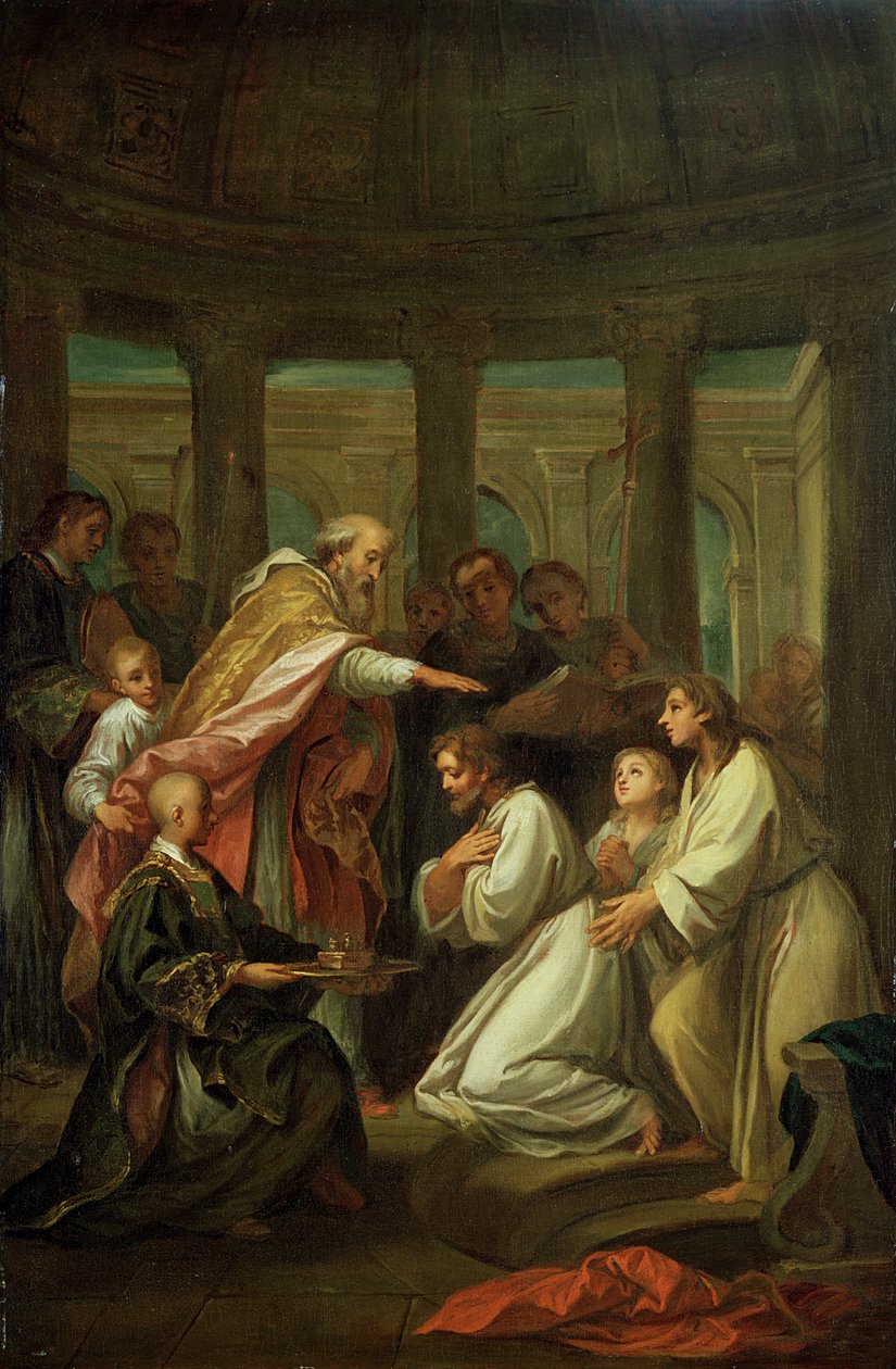 Studium chrztu św. Augustyna (354-430) do dekoracji Inwalidów, 1702 autorstwa Louis de, the Younger Boulogne