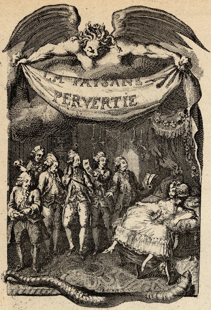 Ilustracja do „Zboczonego chłopa lub niebezpieczeństw miasta” Restifa de La Bretonne (1734-1806) francuskiego pisarza. Grawer Bineta z XVIII wieku. autorstwa Louis (after) Binet