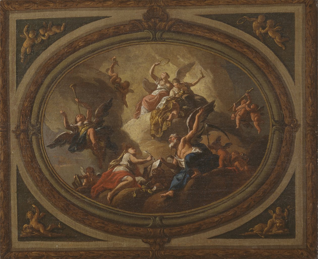 Szkic do owalnego sufitu, ok. 1705 (olej na płótnie) autorstwa Louis (after) Laguerre