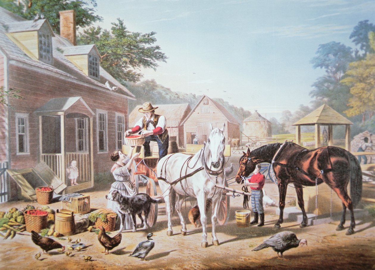 American Scenes: Preparing for Market, wyd. N. Currier autorstwa Louis (after) Maurer