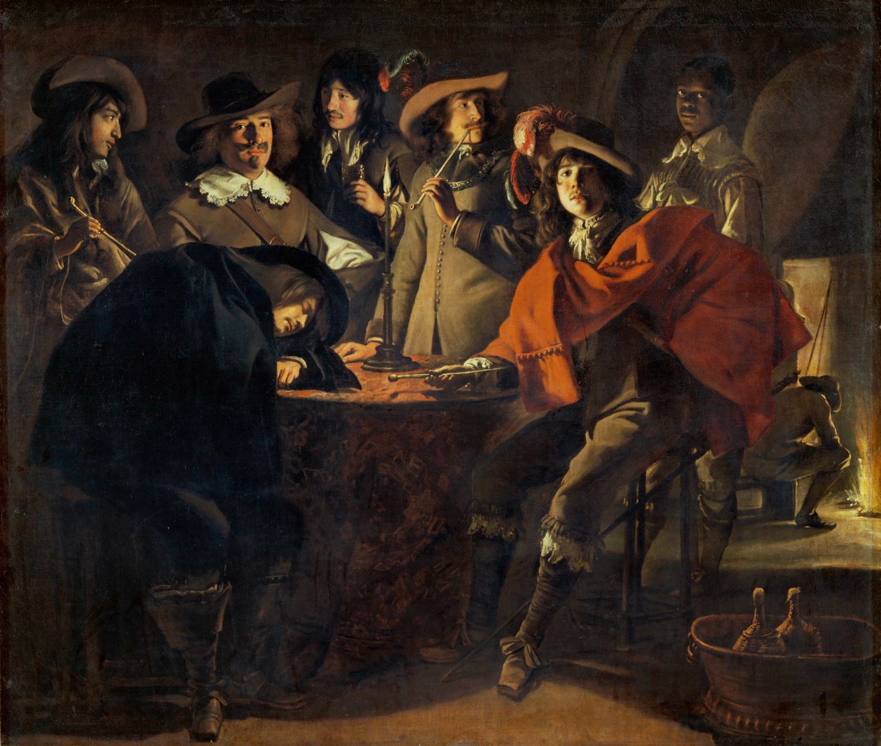 La tabagie, dit aussi le corps de garde - 1643 Kompania palaczy, także strażników ... autorstwa Louis (attr. to) Le Nain