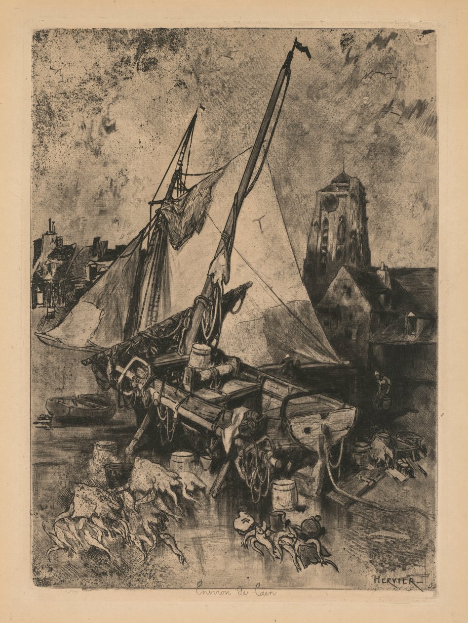 Łodzie rybackie, Normandia (Environ de Caen) autorstwa Louis Adolphe Hervier