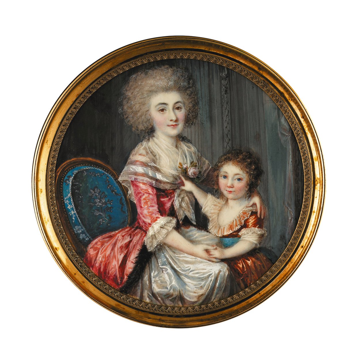 Młoda dama o imieniu Madame de Genlis, obejmująca swojego młodego syna autorstwa Louis Andre Fabre