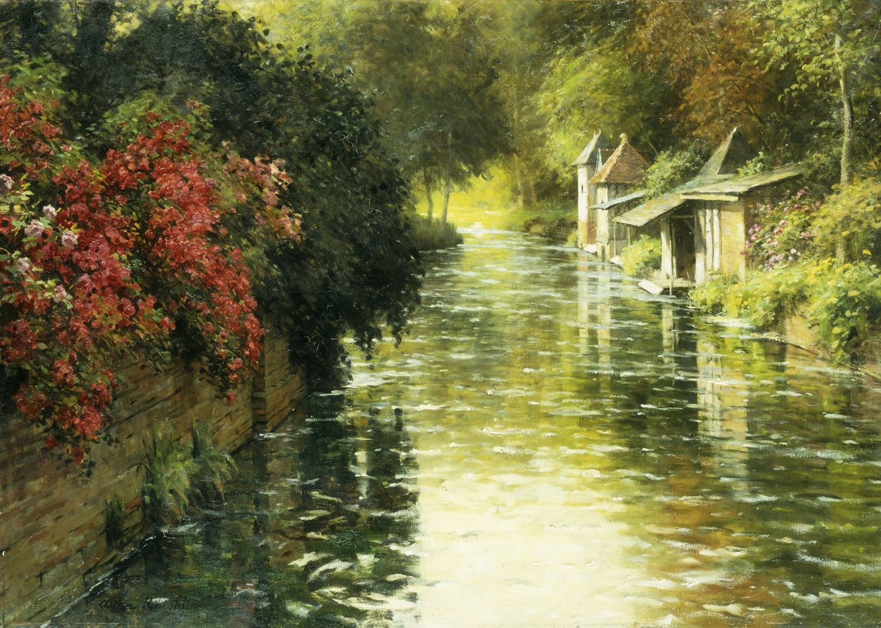 Francuski pejzaż rzeczny (olej na płótnie) autorstwa Louis Aston Knight