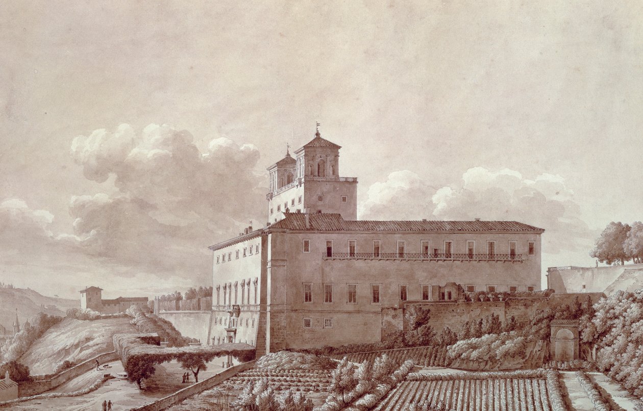 Willa Medici na wzgórzu Pincian (Pincio) w Rzymie, autor: Louis-Auguste Boileau (1812-1896), Włochy autorstwa Louis Auguste Boileau
