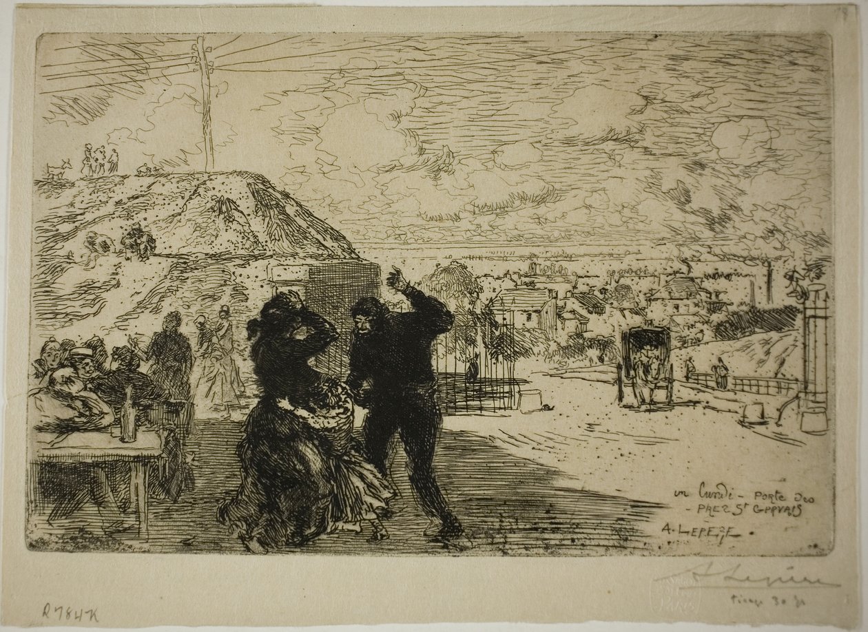 Poniedziałek, wjazd do Prés-Saint-Gervais autorstwa Louis Auguste Lepère