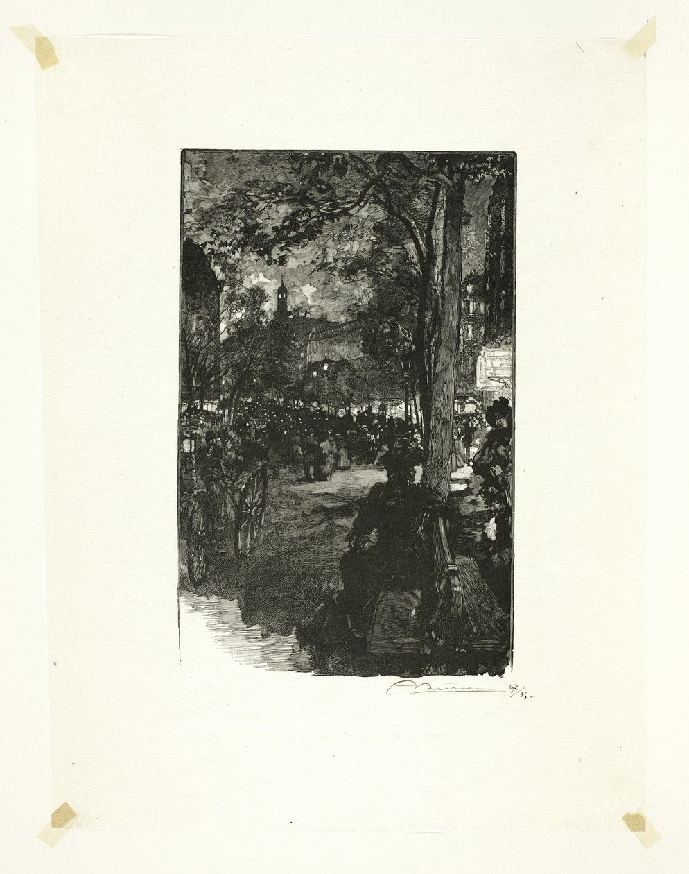 Bulwar Montmartre, wieczór, płyta piętnasta z Le Long de la Seine et des Boulevards autorstwa Louis Auguste Lepère