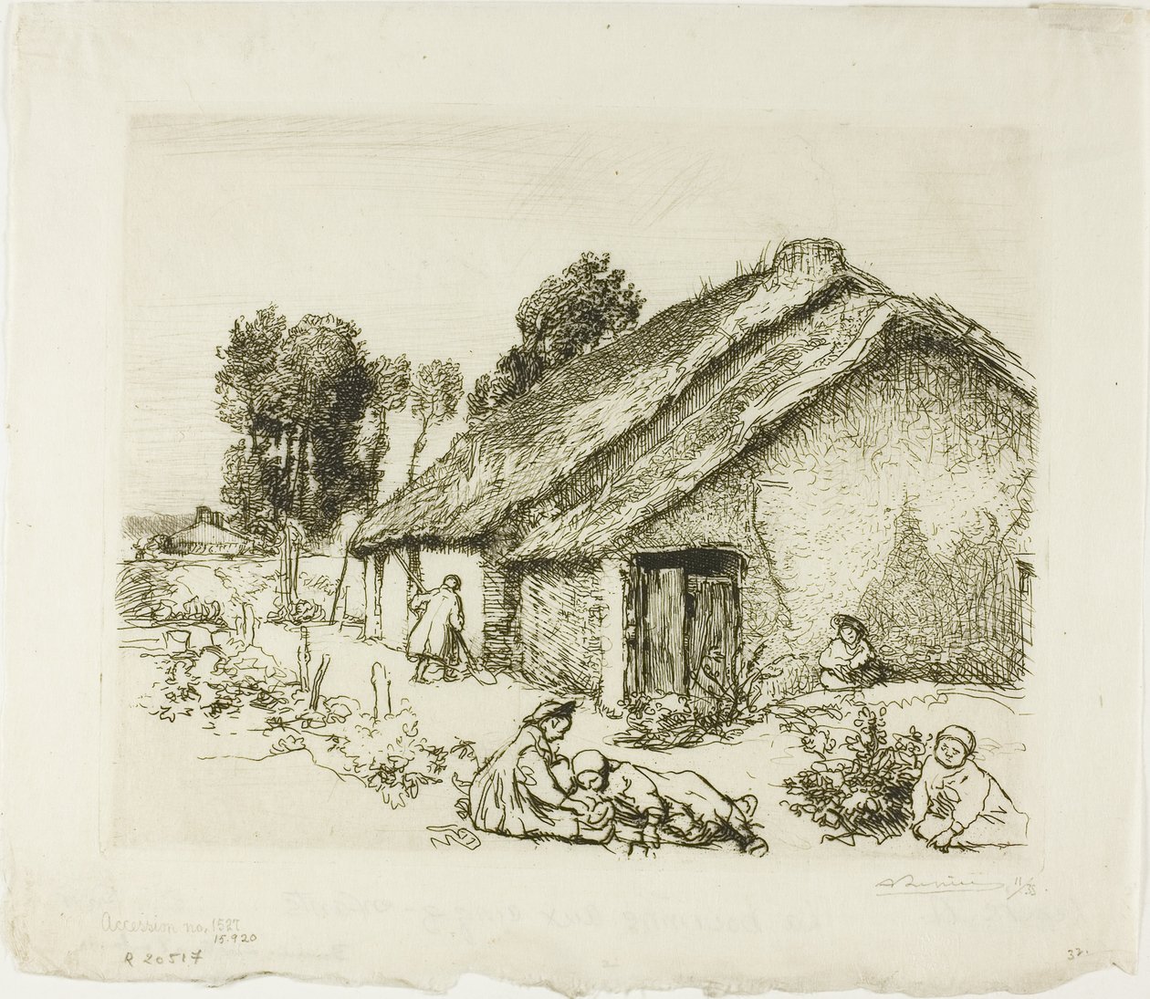 Domek z pięciorgiem dzieci autorstwa Louis Auguste Lepère