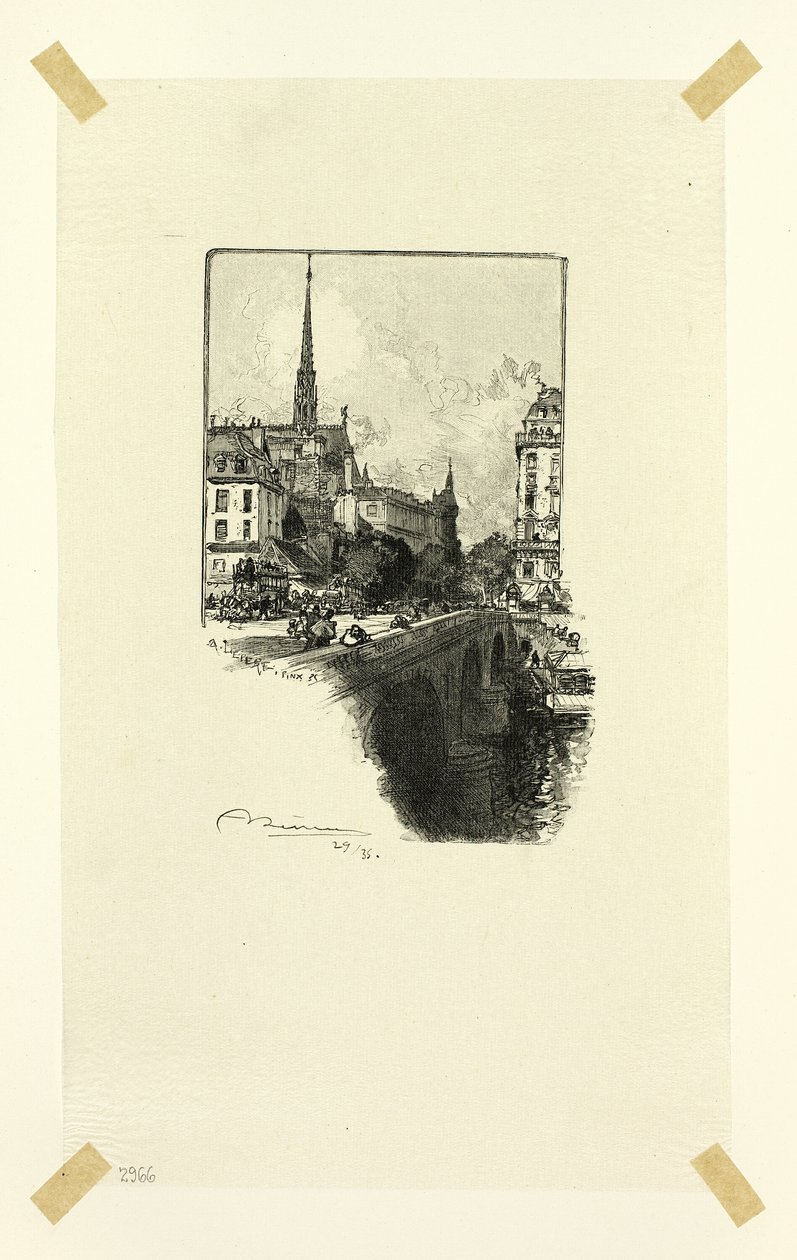 Pont Saint-Michel, płyta dwunasta z Le Long de la Seine et des Boulevards autorstwa Louis Auguste Lepère