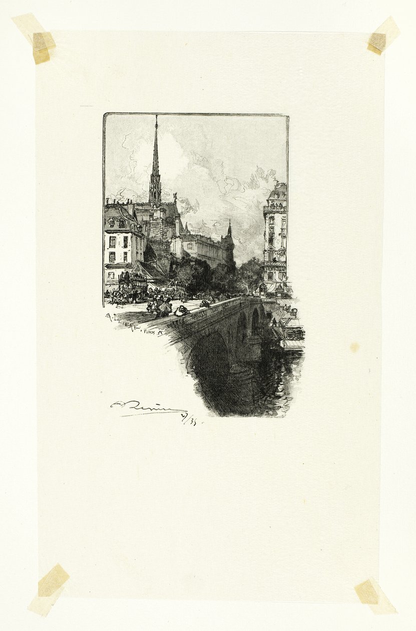 Pont Saint-Michel, płyta dwunasta z Le Long de la Seine et des Boulevards autorstwa Louis Auguste Lepère