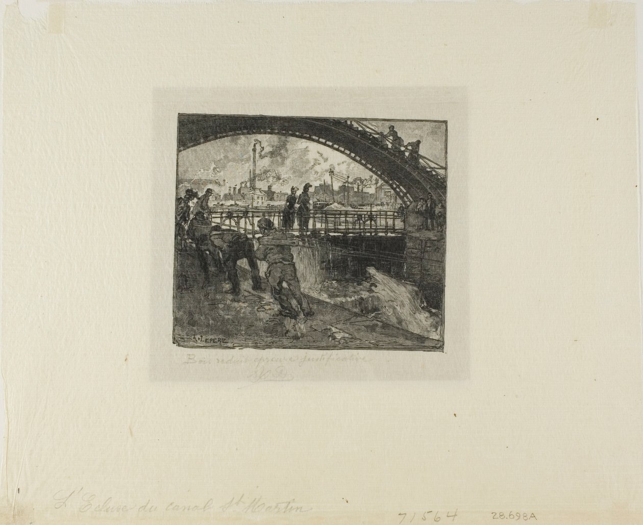 Śluza kanału Saint-Martin autorstwa Louis Auguste Lepère