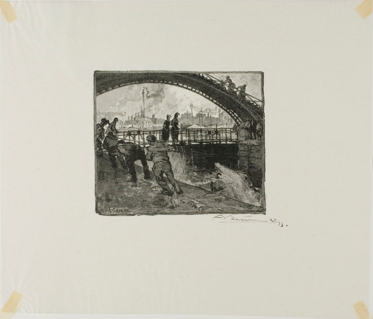 Śluza kanału Saint-Martin autorstwa Louis Auguste Lepère