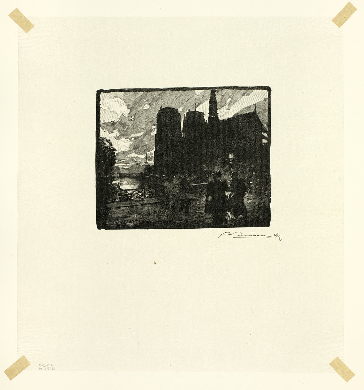 Notre-Dame, wieczór, płyta ósma z Le Long de la Seine et des Boulevards autorstwa Louis Auguste Lepère