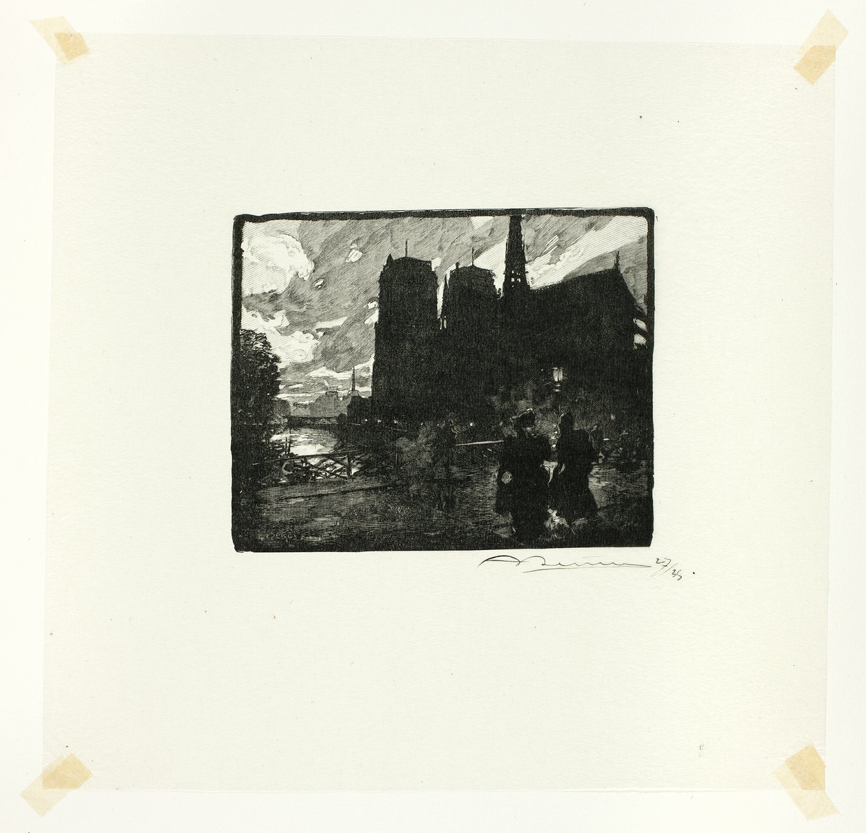 Notre-Dame, wieczór, płyta ósma z Le Long de la Seine et des Boulevards autorstwa Louis Auguste Lepère
