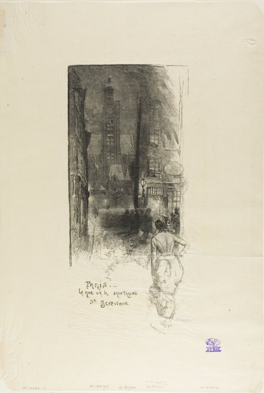 Paryż: Rue de la Montagne-Ste-Geneviève autorstwa Louis Auguste Lepère