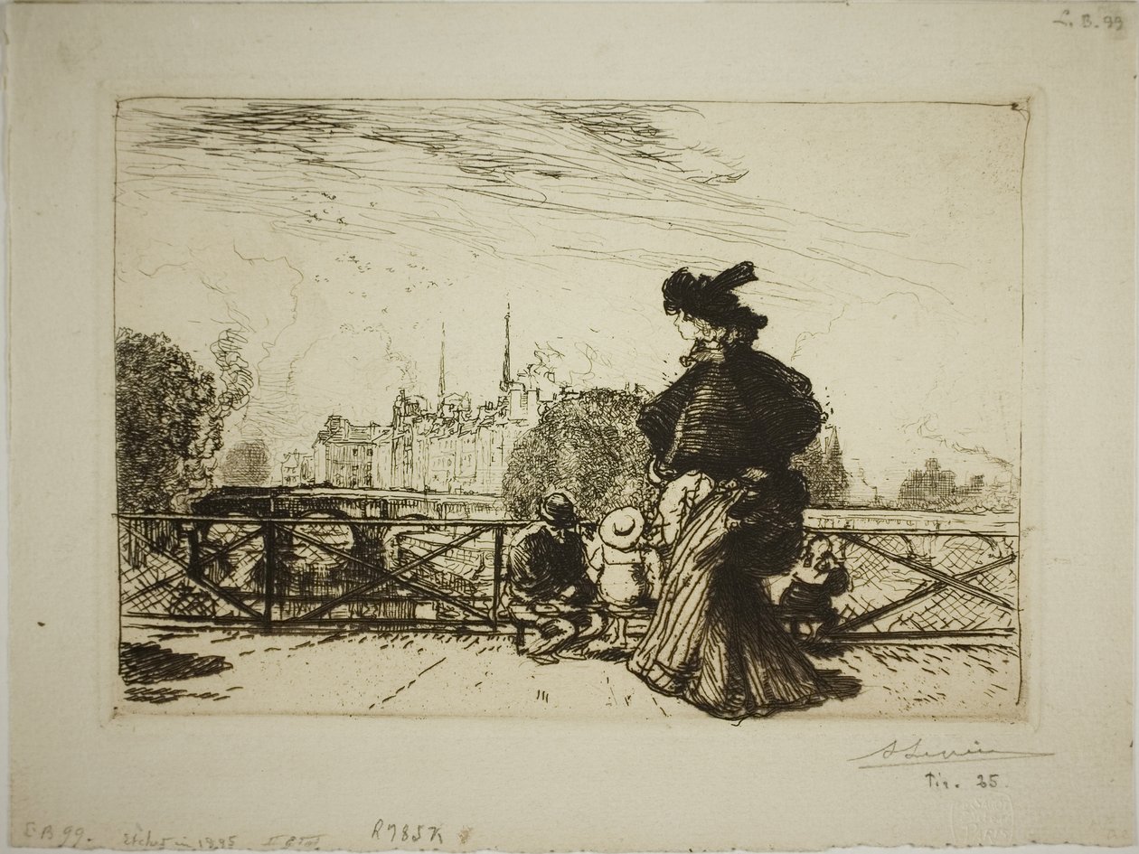 Île de la Cité widziana z Pont des Arts autorstwa Louis Auguste Lepère