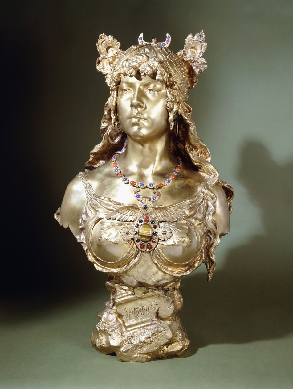 Salammbo (zestaw kamieni szlachetnych, popiersie z pozłacanego brązu) autorstwa Louis Auguste Moreau